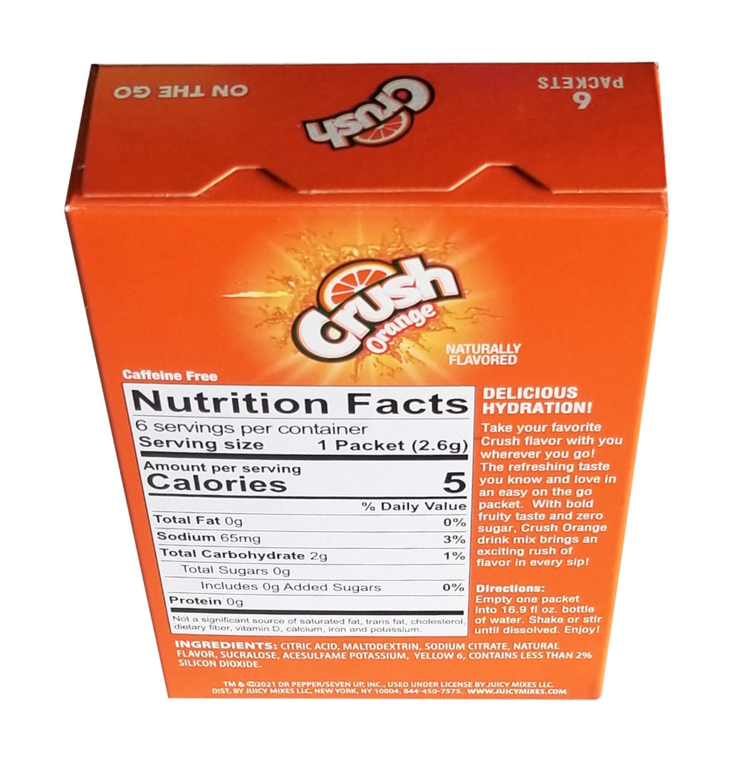 Crush Orange Sugar Free Drink Mix, 6 packets, 15g/0.5 oz. Box {Imported from Canada}