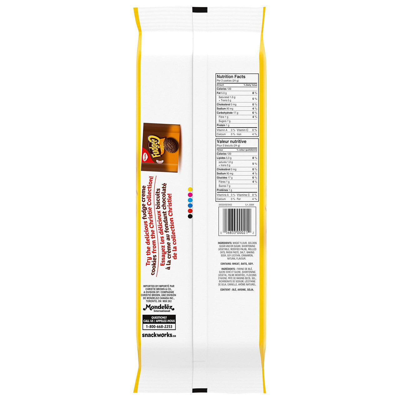 Dad's Family Size Oatmeal Original Cookies, 520g/18.3 oz. Back Side