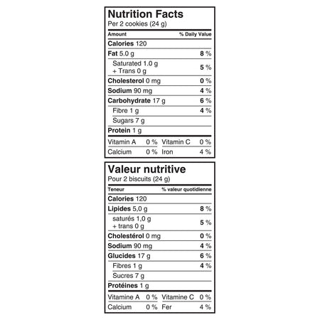 Dad's Family Size Oatmeal Original Cookies, 520g/18.3 oz. Nutrition Facts