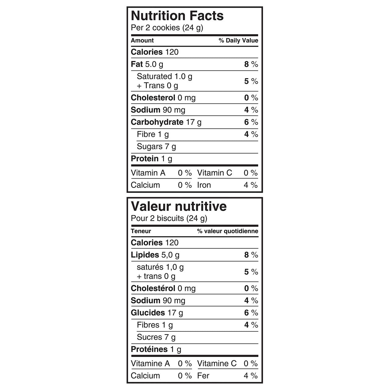 Dad's Family Size Oatmeal Original Cookies Nutrition Facts Label