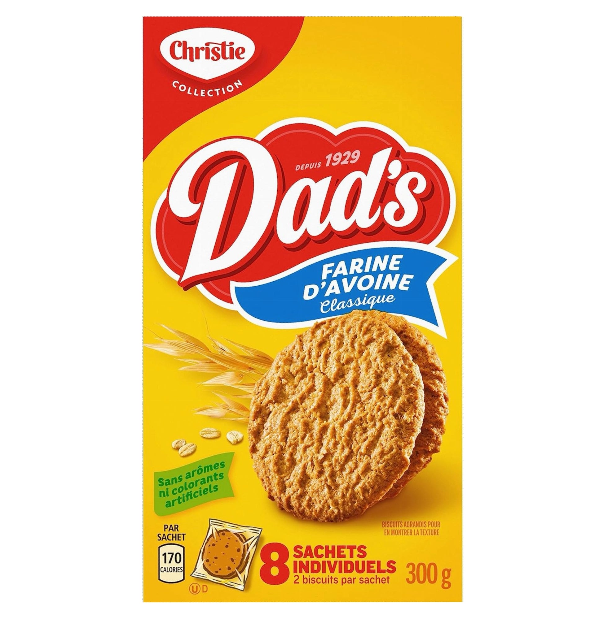 Dad's Oatmeal Cookies 300g (10.6 oz) – Back of Pack | Canadian Snack Biscuits
