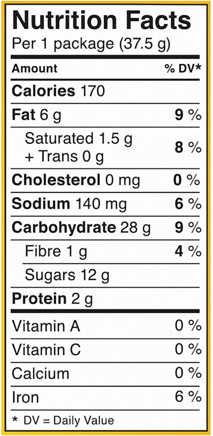 Dad's Oatmeal Cookies 300g – Nutrition Facts Panel (English) | Canadian Cookies