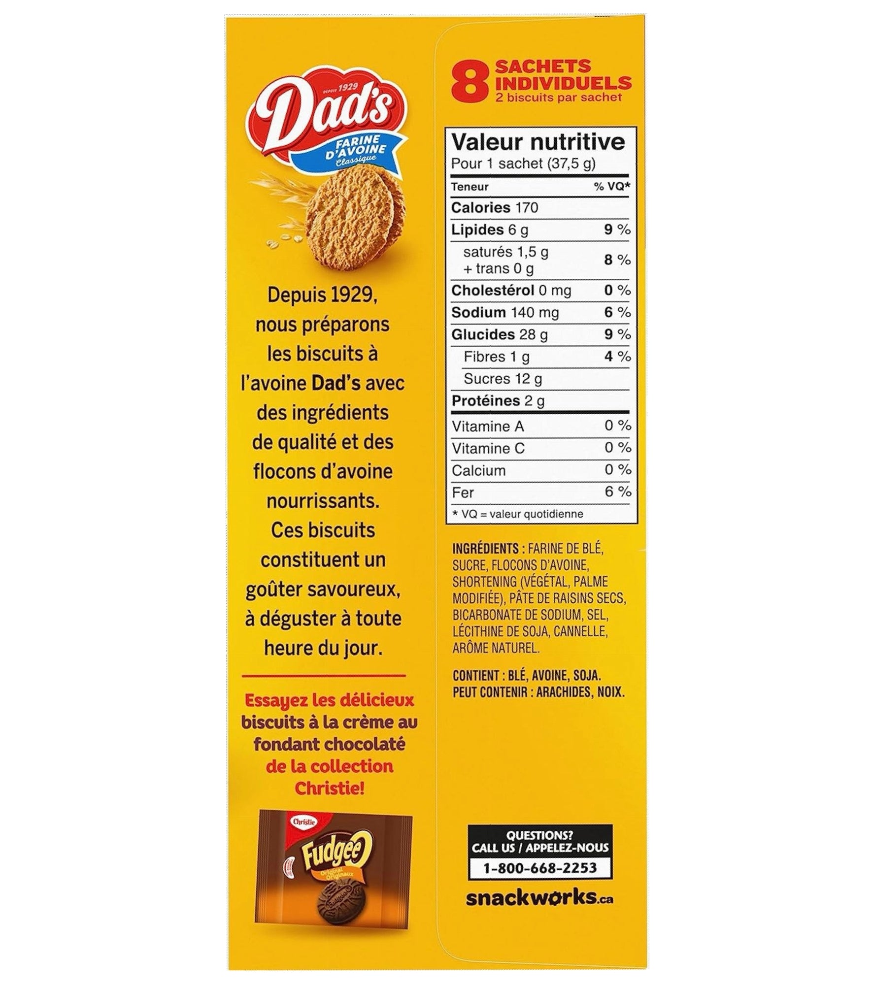 Dad's Oatmeal Cookies 300g (10.6 oz) – Side View | Classic Canadian Oatmeal Cookies