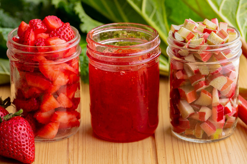 Danish Selection Rhubarb & Strawberry Fruit Spread, 310mL/10.8 oz. Jar Besides Strawberry in Jars