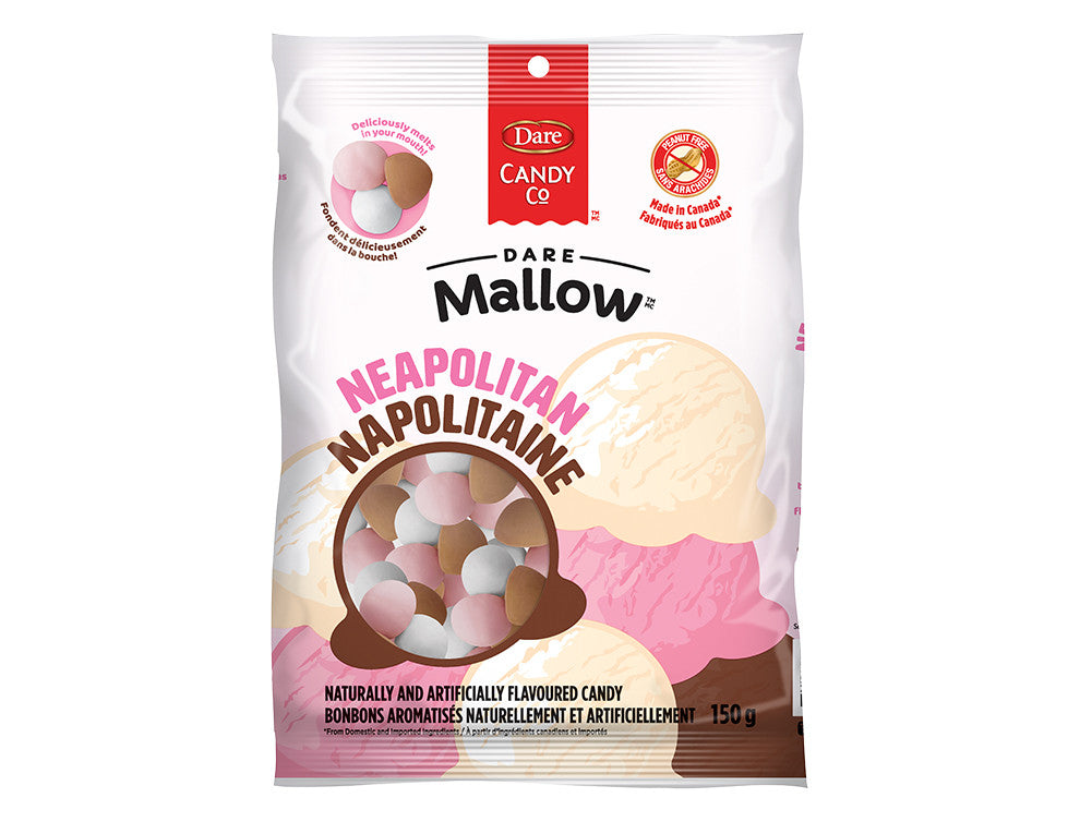 Dare Mallow Neapolitan Marshmallows, 150g/5.2 oz., Bag, {Imported from Canada}