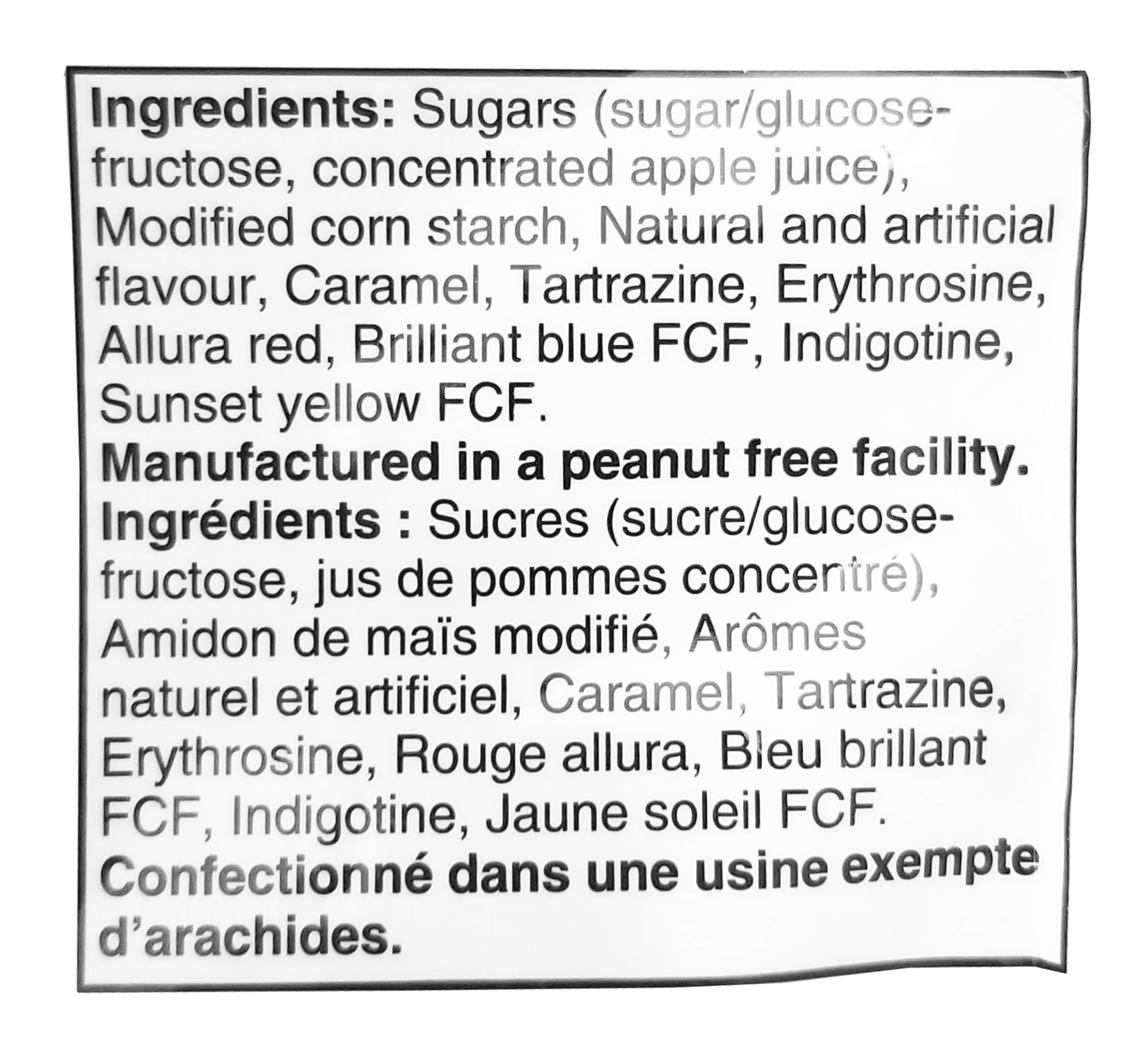 Dare Juicee Gumdrops ingredients