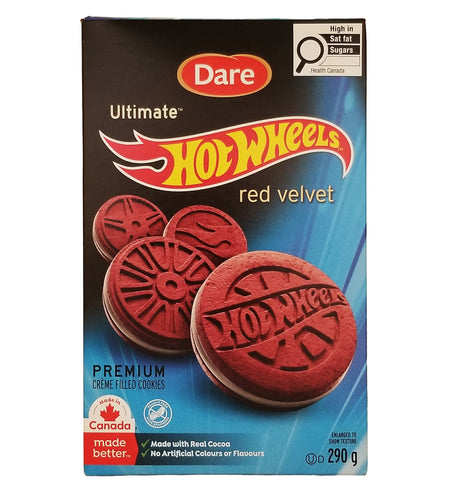 Dare Ultimate Red Velvet Creme Filled Sandwich Cookies Hot Wheels 290g front of box