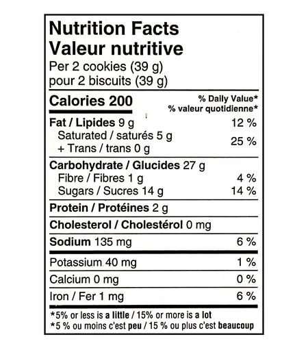 Dare Ultimate Red Velvet Creme Filled Sandwich Cookies 290g nutrition facts label