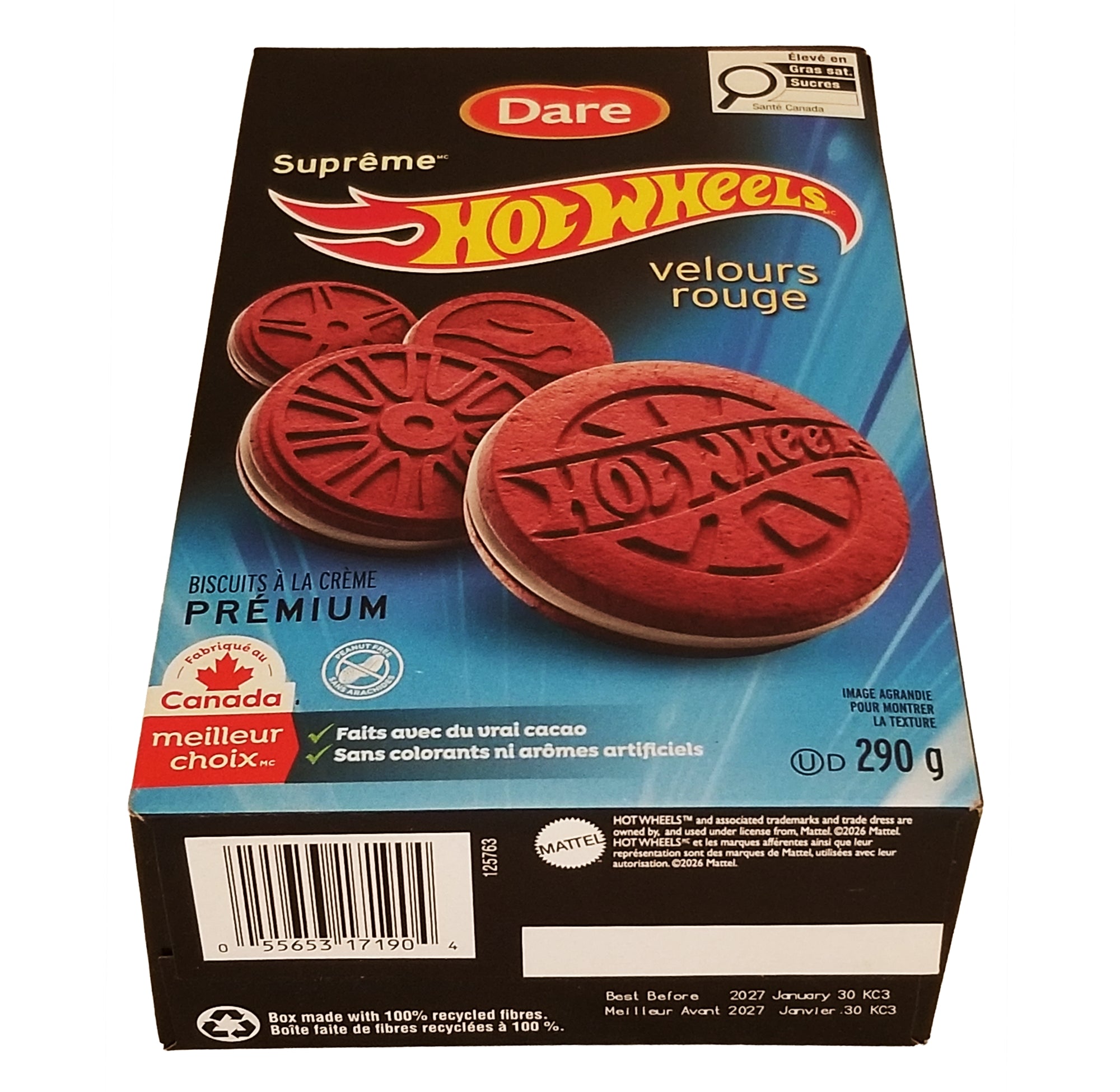 Dare Ultimate Red Velvet Sandwich Cookies Hot Wheels 290g UPC barcode