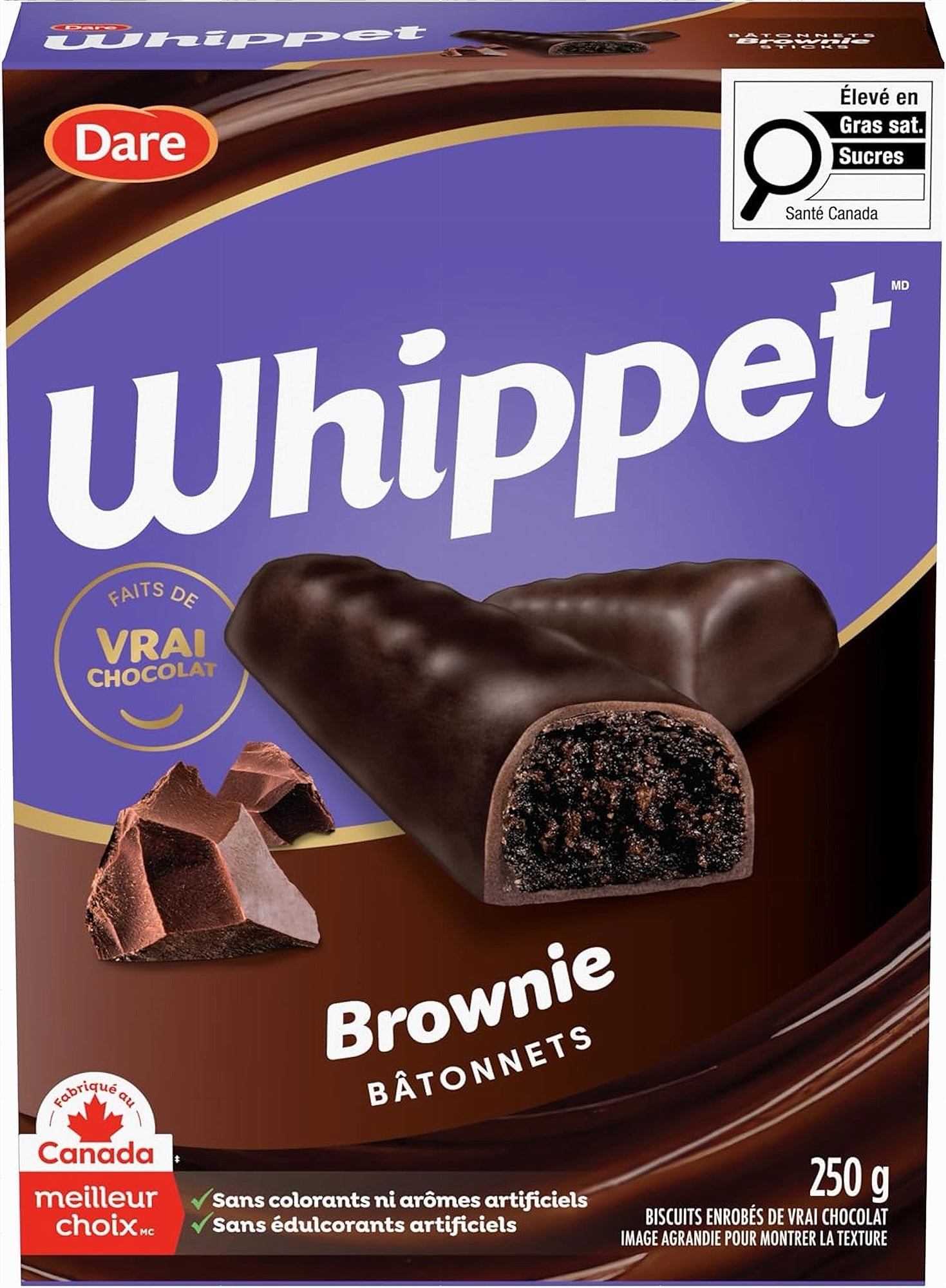 Dare Whippet Brownie Sticks Chocolate Dipped Peanut Free 250g back