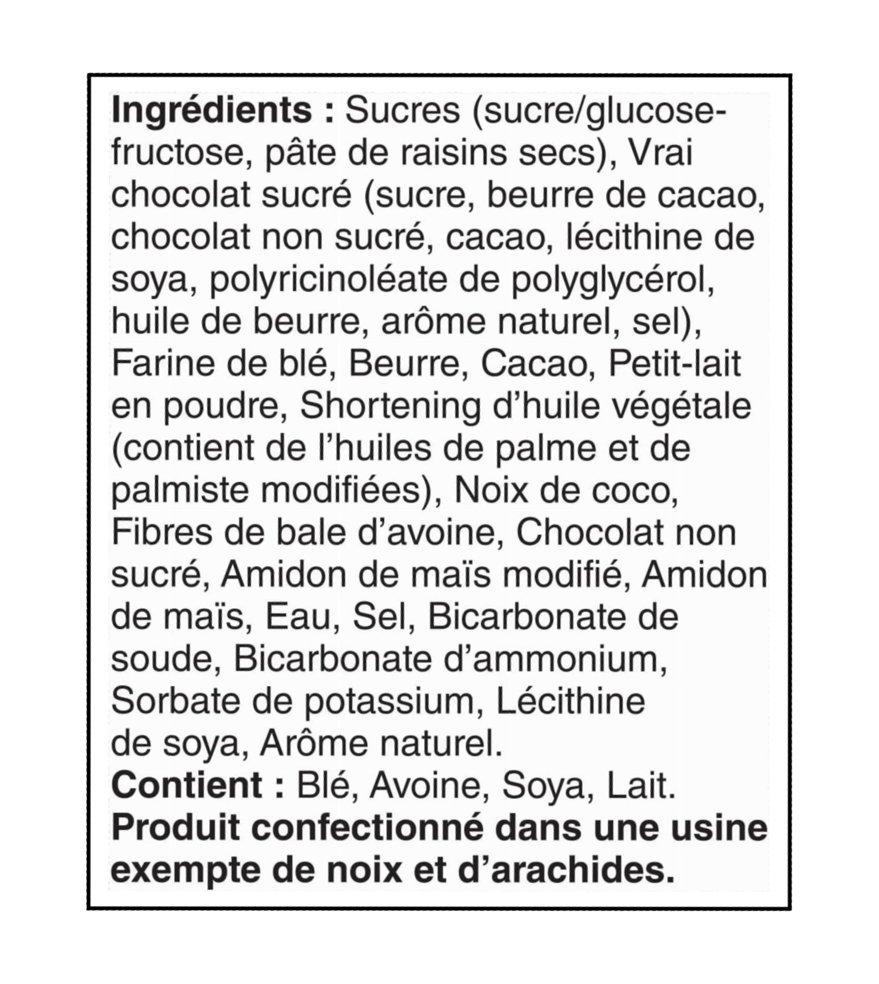 Dare Whippet Brownie Sticks 250g ingredients French