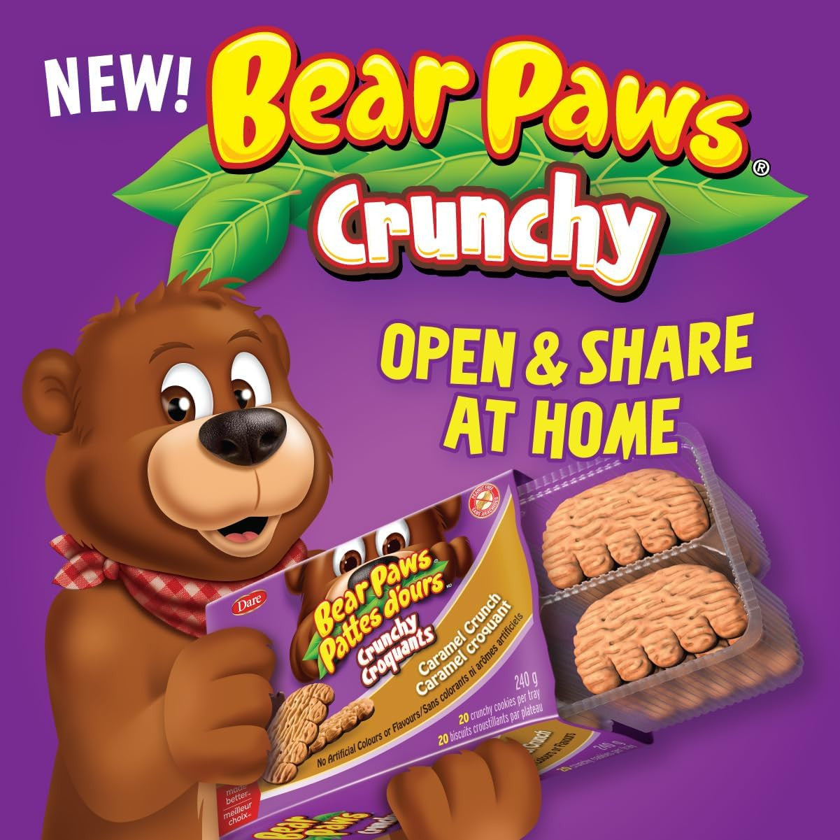 Dare Bear Paws Crunchy Caramel Crunch Cookies, 240g/8.4 oz, 1 Box Cover