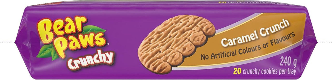 Dare Bear Paws Crunchy Caramel Crunch Cookies, 240g/8.4 oz, 1 Box Left Side