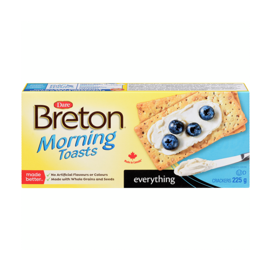 Dare Breton Morning Toasts Everything Crackers, 225g/8 oz. Box