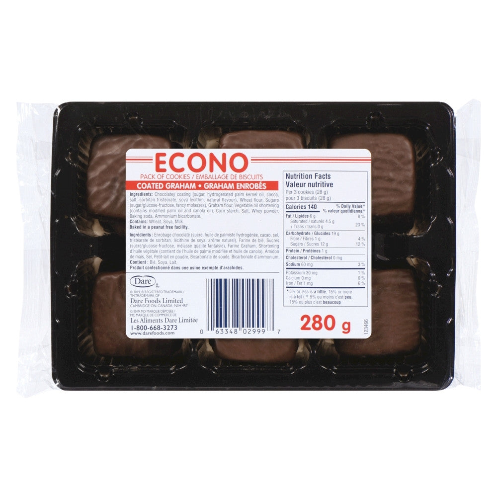 Dare, Econo Pack of Cookies, Chocolate Coated Graham, 280g/9.8 oz