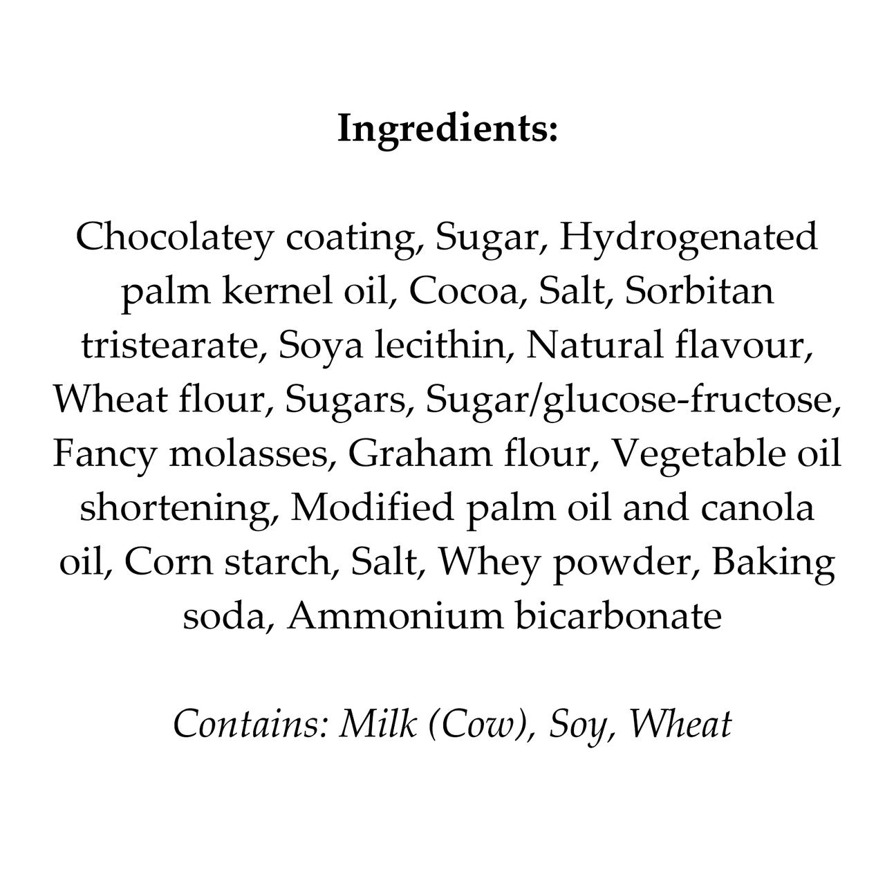 Dare, Econo Pack of Cookies, Chocolate Coated Graham, 280g/9.8 oz Ingredients