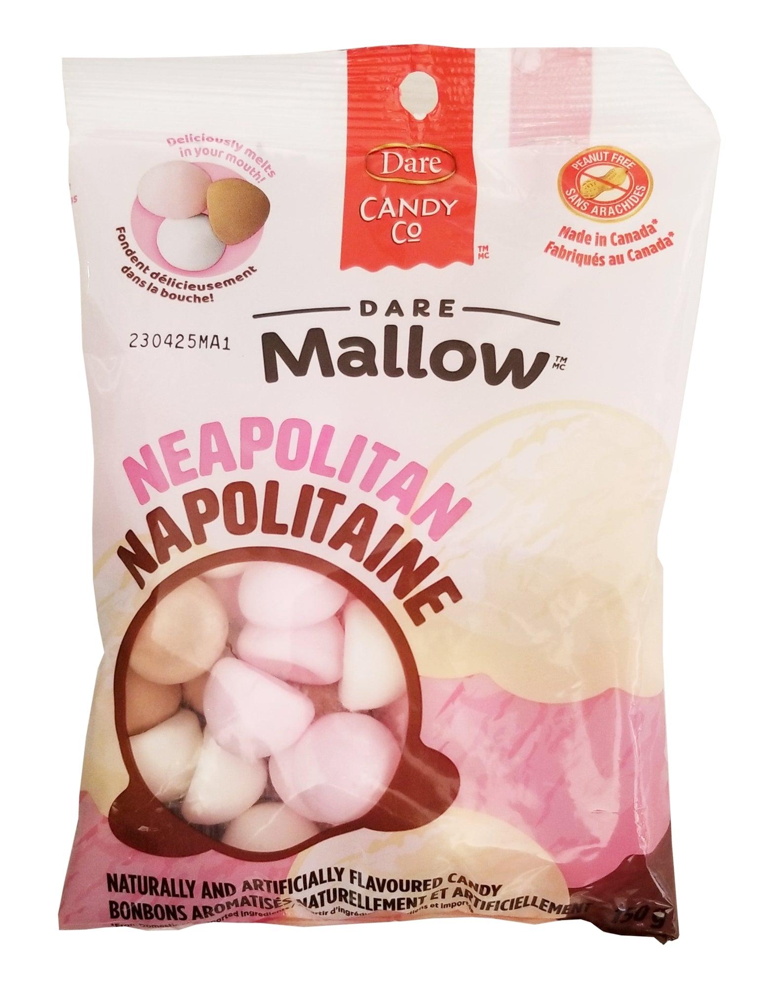 Dare Mallow Neapolitan marshmallows 150g front packaging – fat-free peanut-free