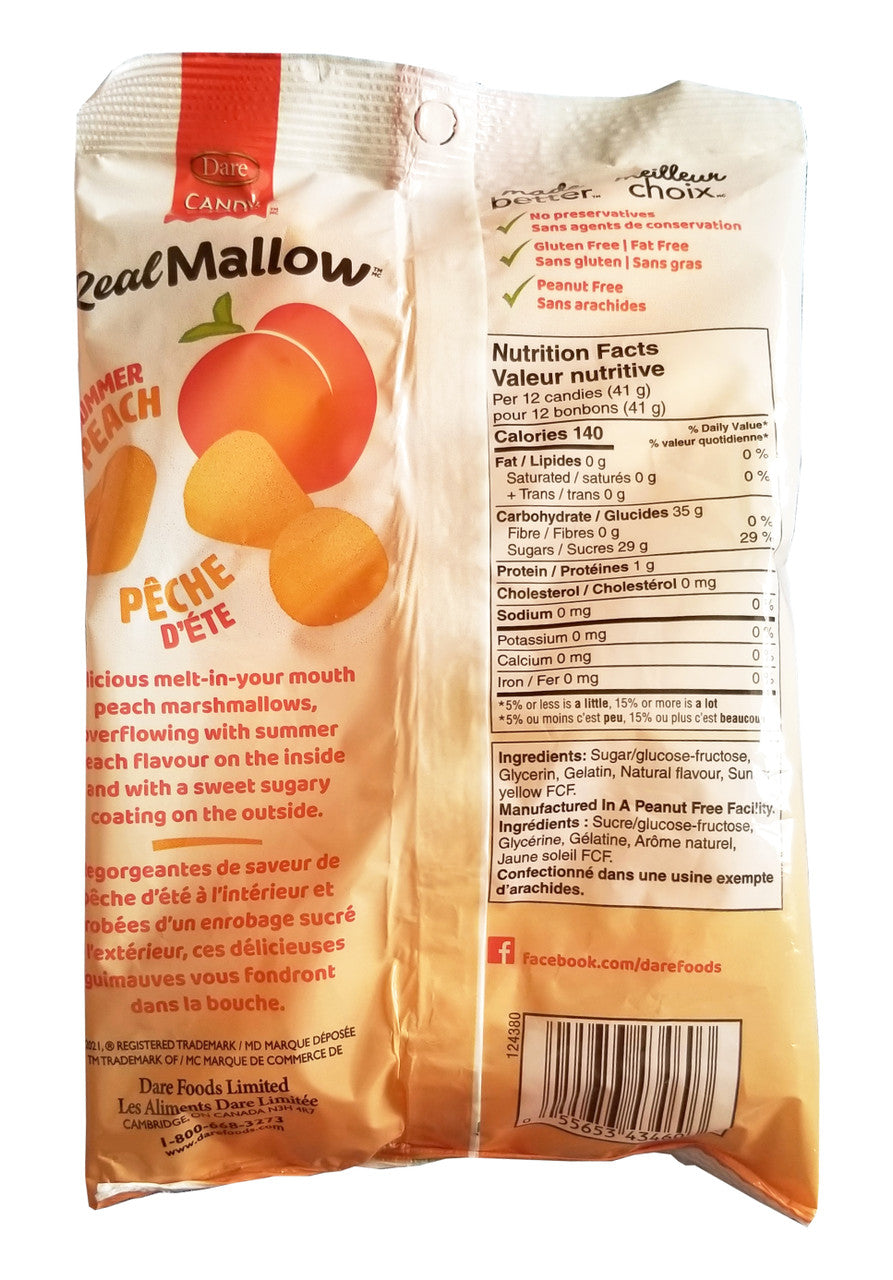 Dare Mallow Summer Peach Marshmallows, 170g/6 oz., Bag, {Imported from Canada}