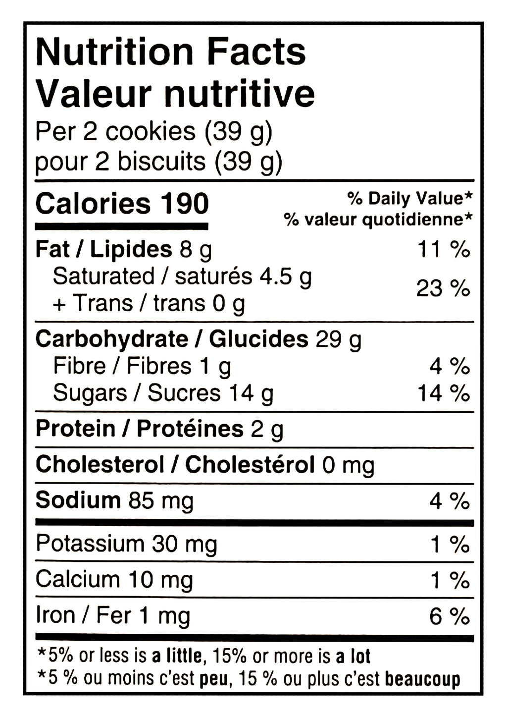 Nutrition facts label for Dare Ultimate Snickerdoodle Holiday Sandwich Cookies With Cinnamon Creme - 290g showing calories, fat, carbohydrates, and other nutrients per 2 cookies.
