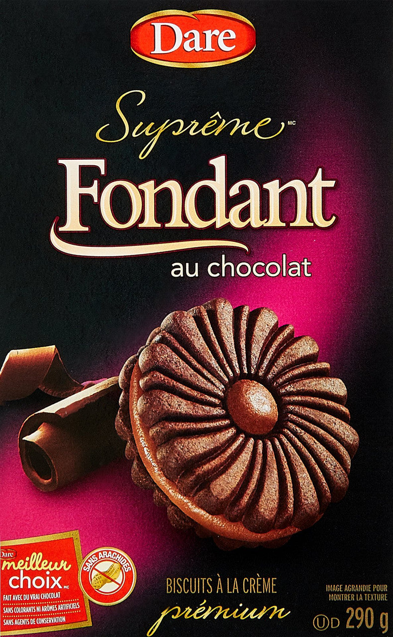 Dare Ultimate Fudge Chocolate Creme Cookies, 290g/10.2oz. Box Cover