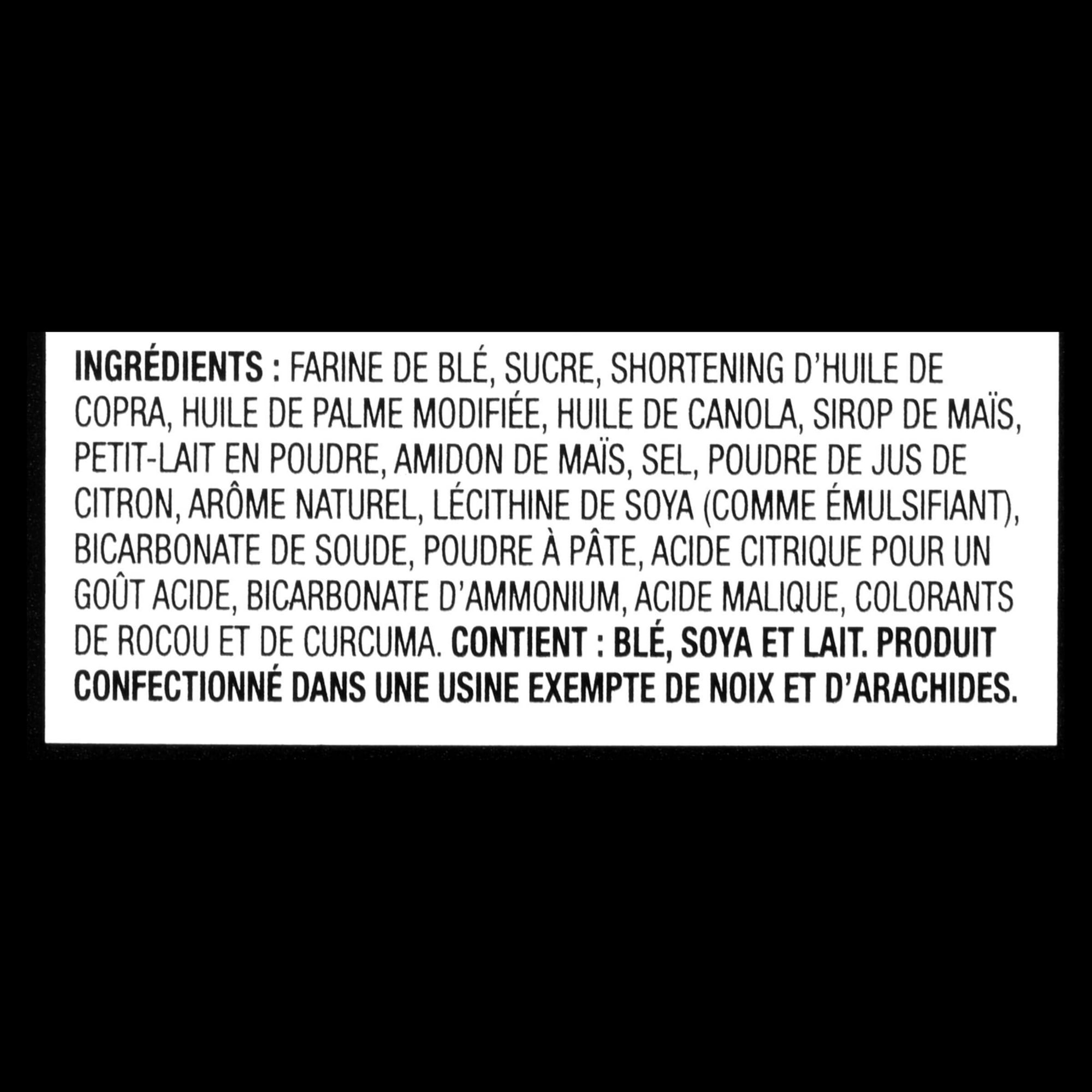 Dare Ultimate Lemon Creme Filled Cookies, 290g/10.2oz. Box Ingredients In French