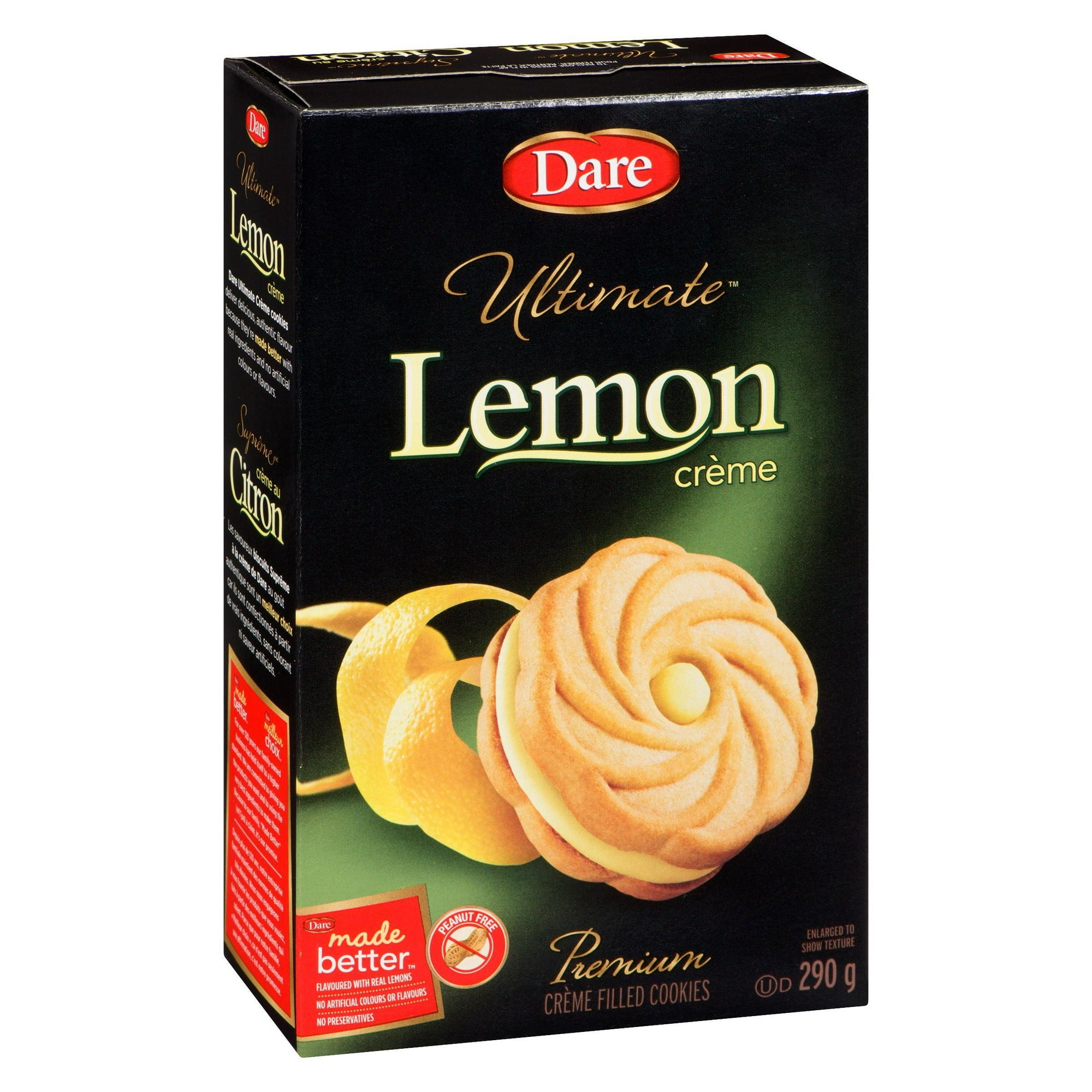Dare Ultimate Lemon Creme Filled Cookies, 290g/10.2oz. Box Left Angle