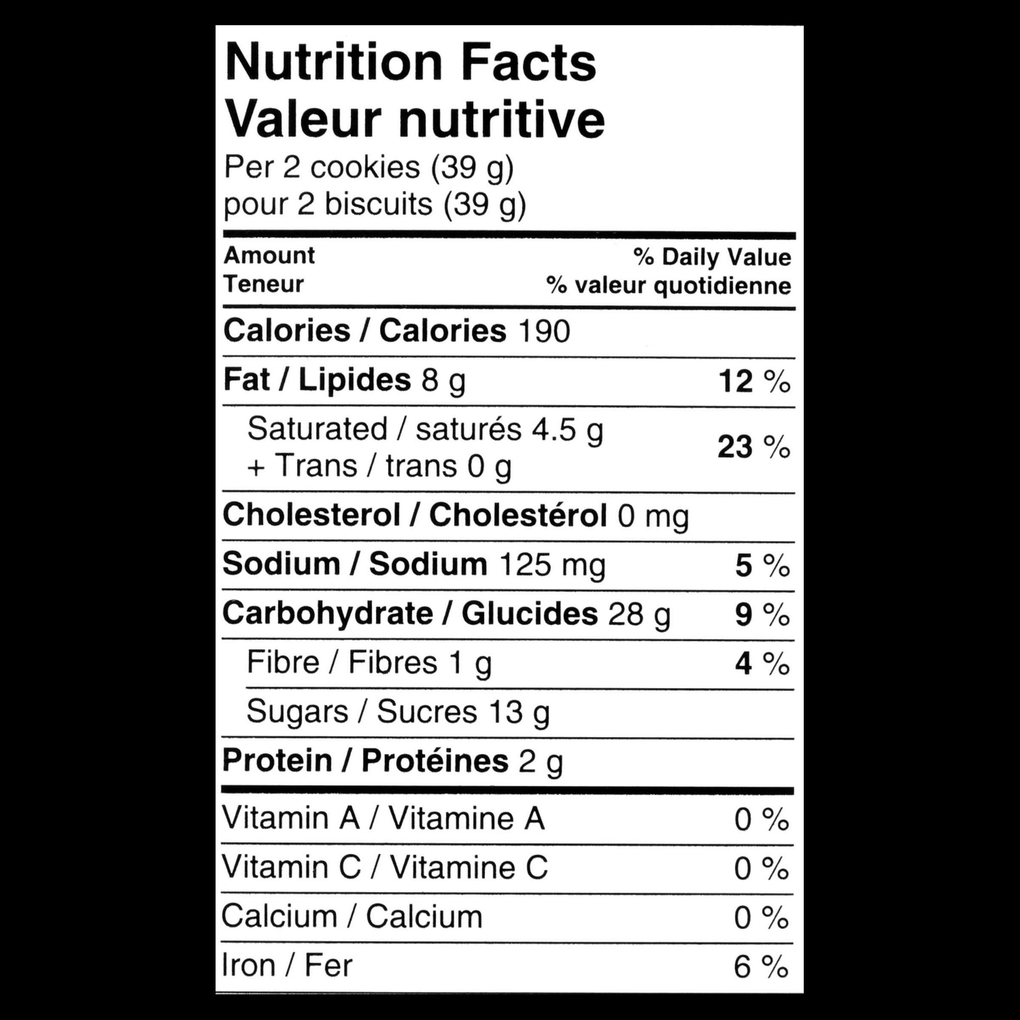 Dare Ultimate Lemon Creme Filled Cookies, 290g/10.2oz. Box Nutrition Facts