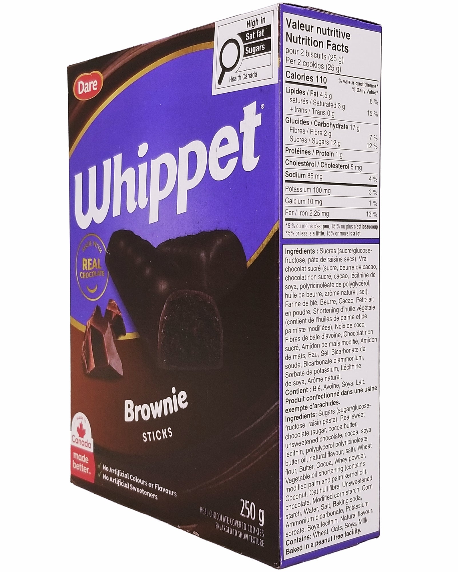 Dare Whippet Brownie Sticks Chocolate Dipped 250g angle