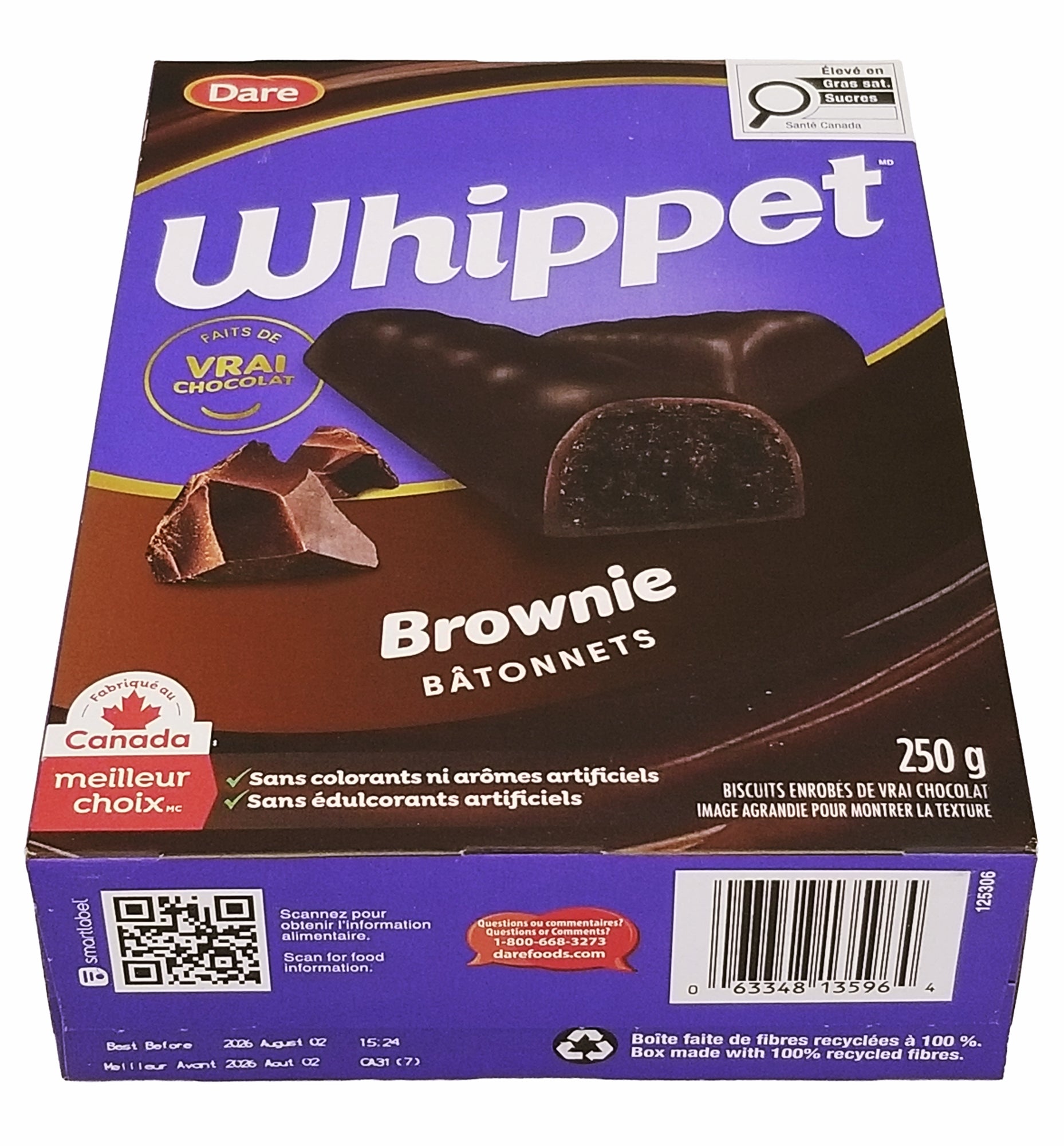 Dare Whippet Brownie Sticks 250g UPC barcode