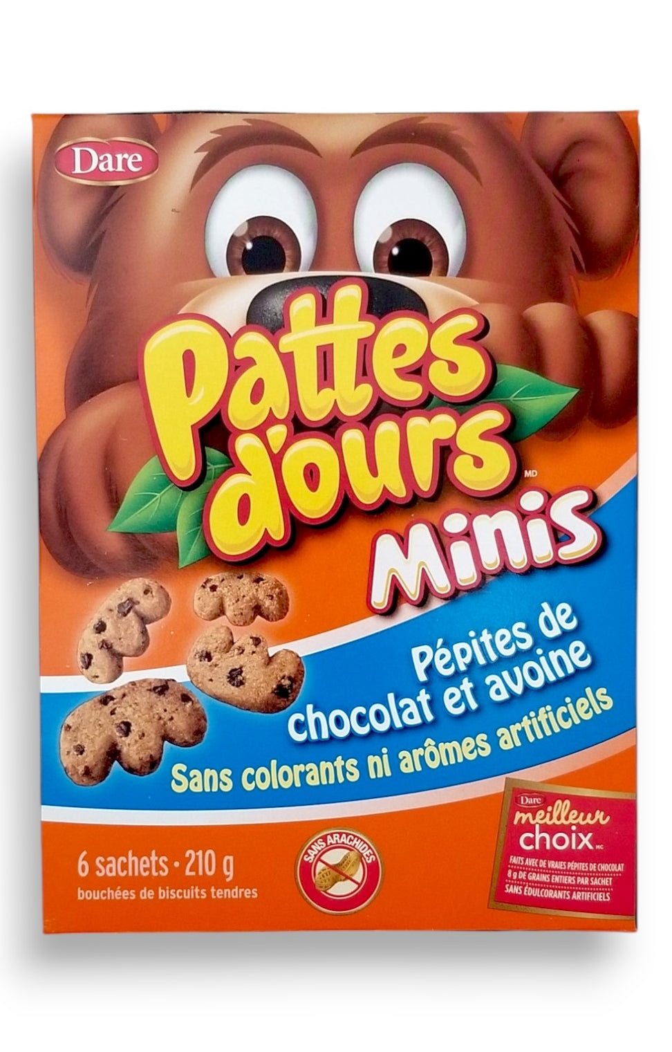 Dare Bear Paws Minis, Oatmeal Chocolate Chip Cookies, 210g/7.4 oz.