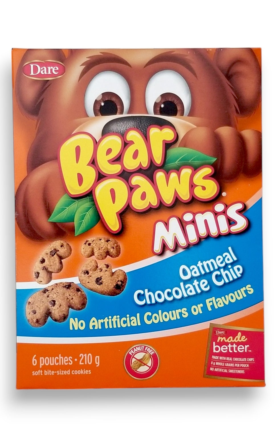 Dare Bear Paws Minis, Oatmeal Chocolate Chip Cookies, 210g/7.4 oz.