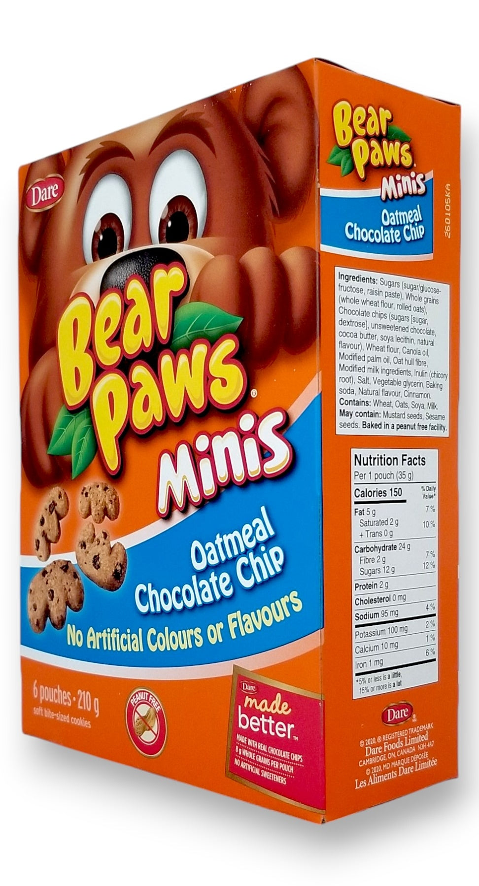 Dare Bear Paws Minis, Oatmeal Chocolate Chip Cookies, 210g/7.4 oz.