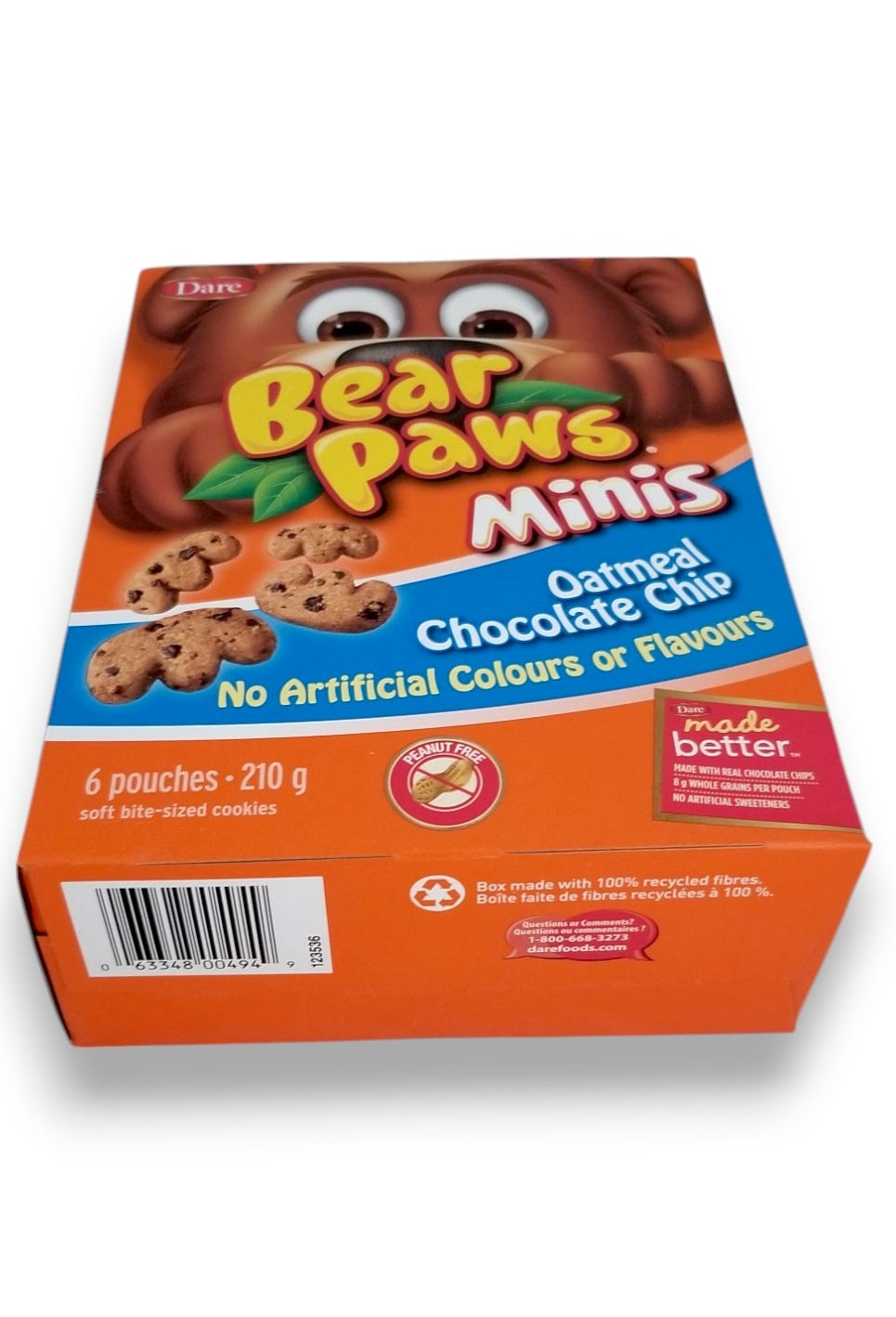 Dare Bear Paws Minis, Oatmeal Chocolate Chip Cookies, 210g/7.4 oz.