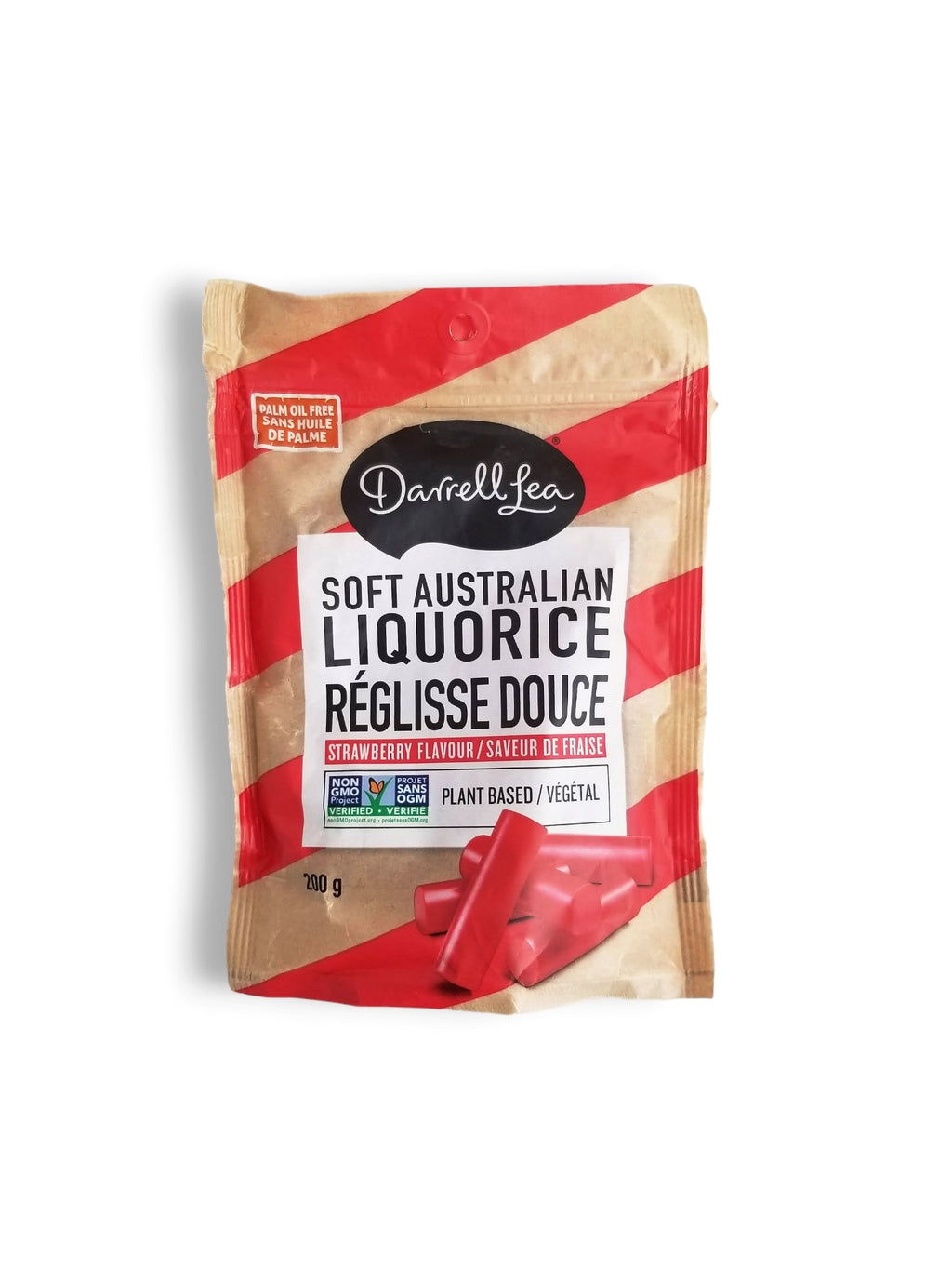 Darrell Lea Soft Australian Plant Based Liquorice, Strawberry Flavor, 200g/7 oz. Bag