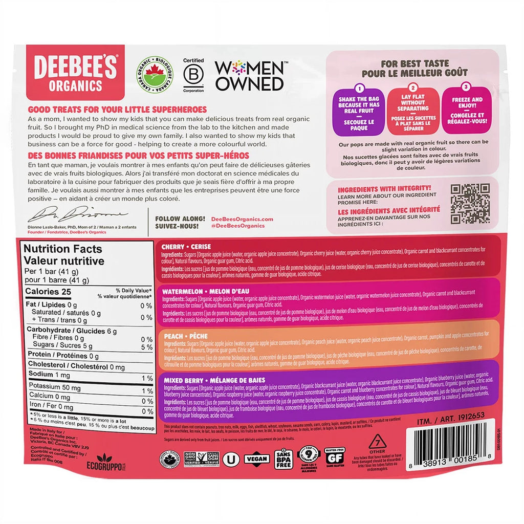 DeeBee's Organic SUPERJUICE Freeze Pops, 4 Flavors, 35x40ml/1.4 fl. oz
