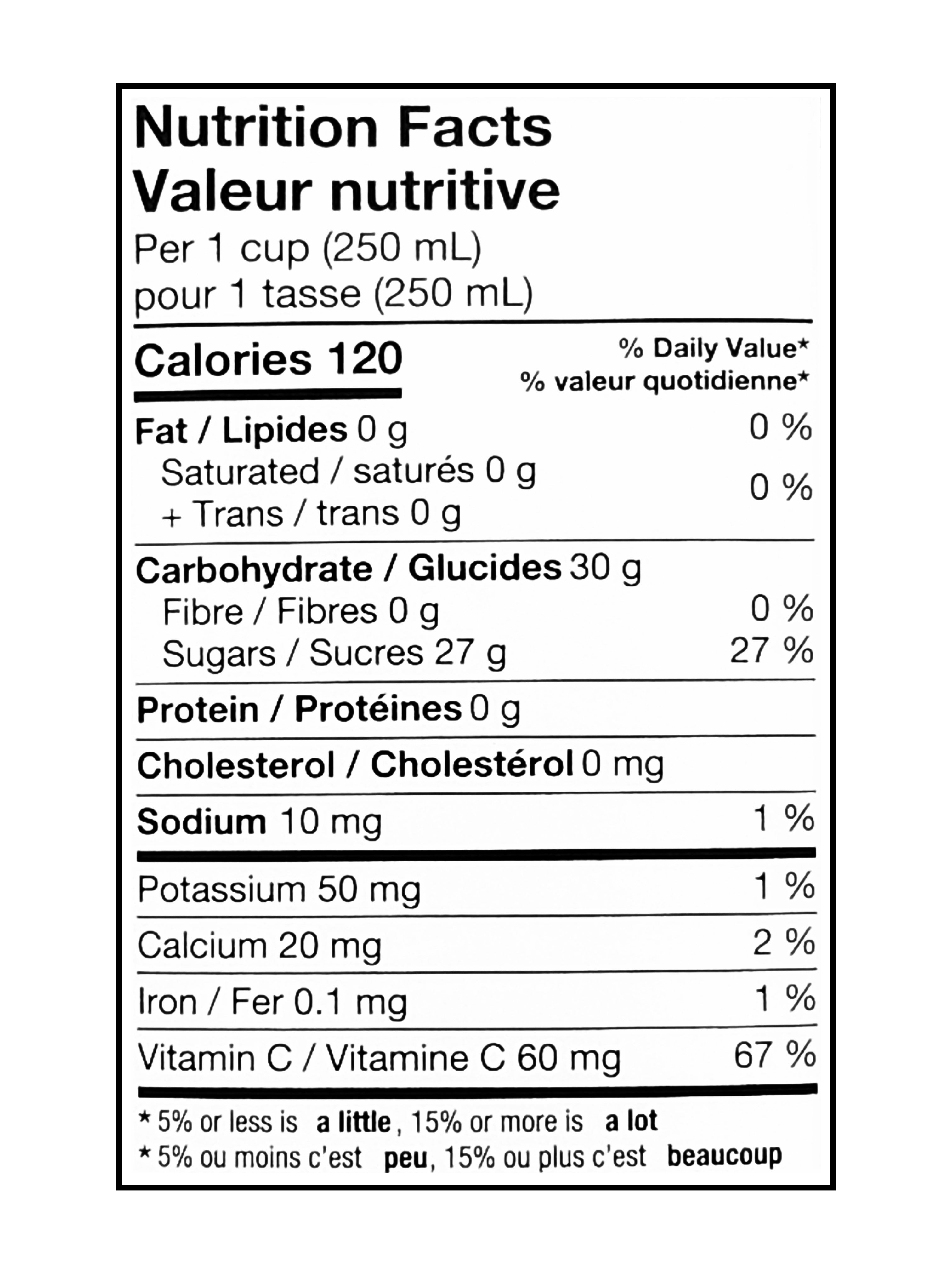 Del Monte Four Seasons Mango Pineapple Guava Exotic Drink 1 L - nutrition facts label
