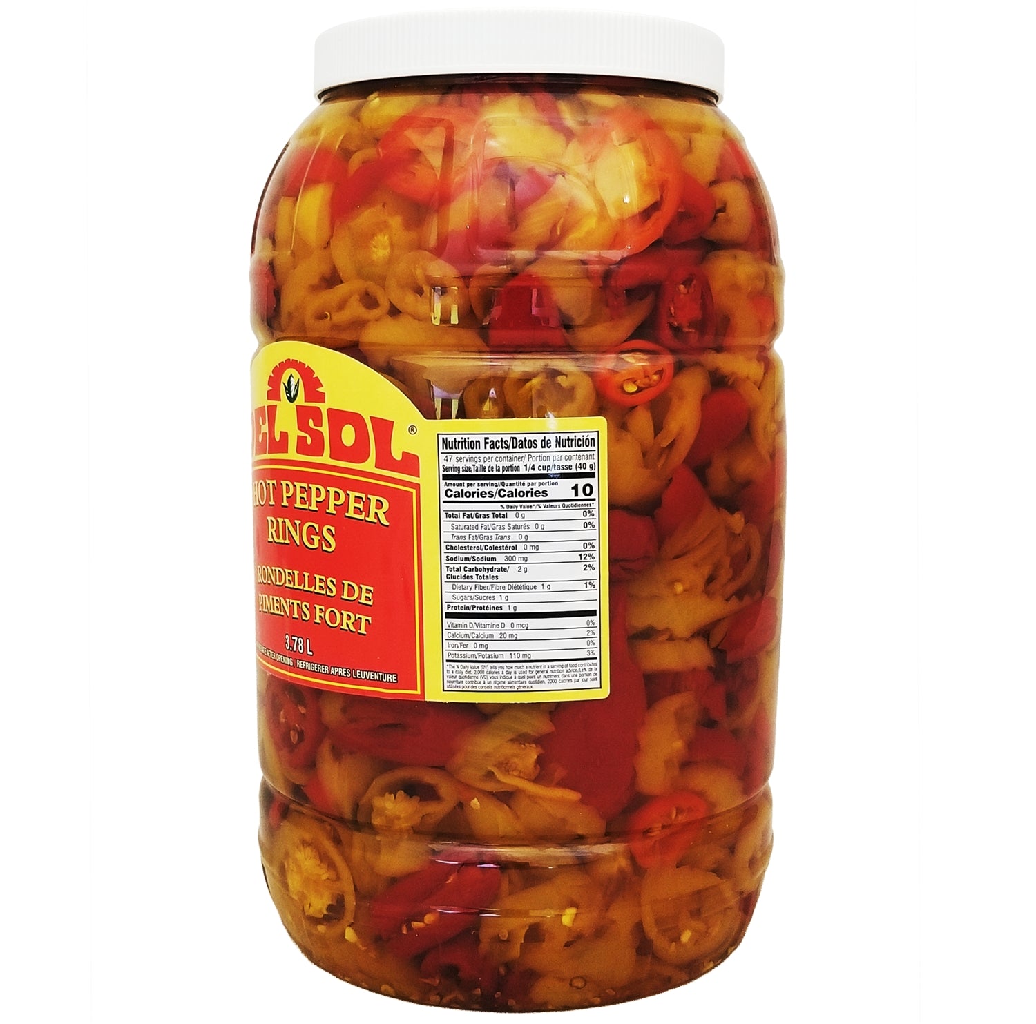 Del Sol Assorted Pickled Hot Pepper Rings, Bulk Foodservice Size - 3.78 L (1 gal)
