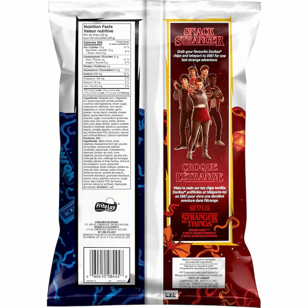 Doritos Collisions Pizza & Cool Ranch Flavored Tortilla Chips with Stranger Things branding on a white background