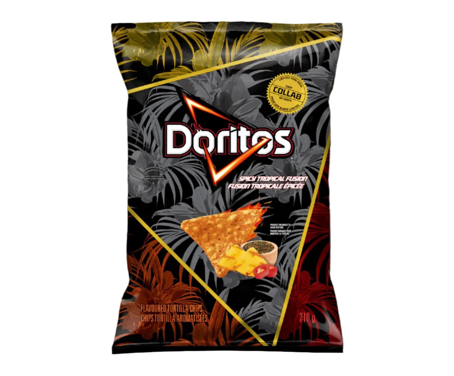 Front of Doritos Spicy Tropical Fusion Tortilla Chips, 210g/7.4 oz., Bag