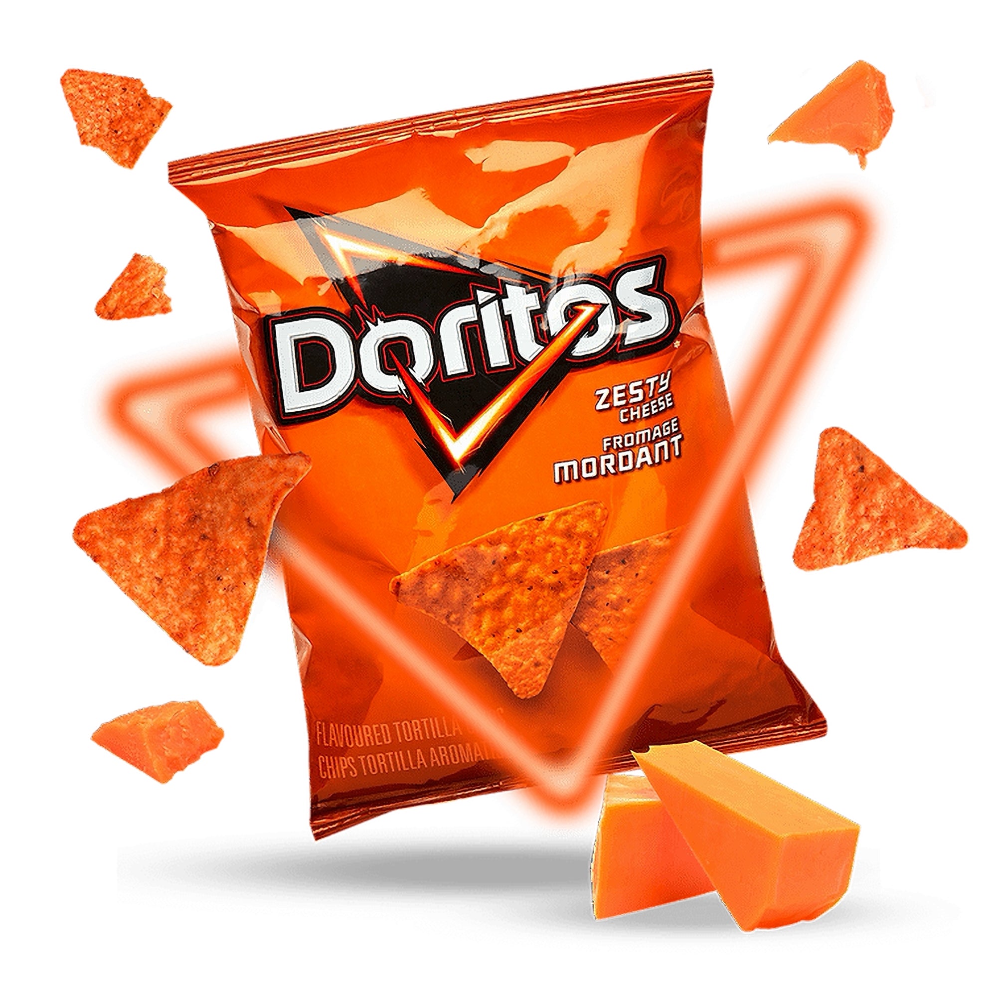Doritos Zesty Cheese Tortilla Chips 45g single bag – side view