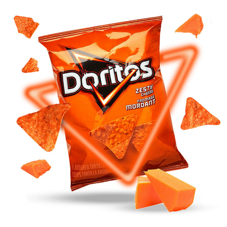 Doritos Zesty Cheese Tortilla Chips 45g single bag – side view