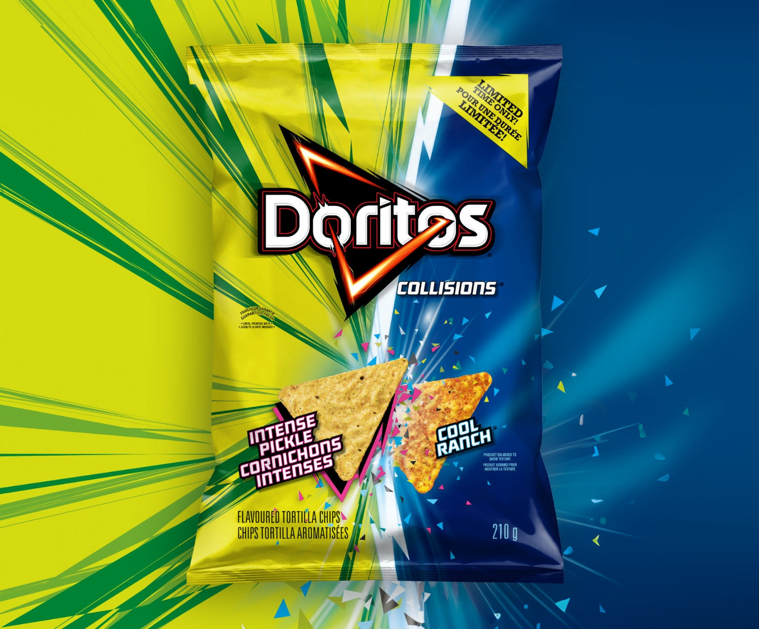 Doritos Collisions Intense Pickle & Cool Ranch Flavored Tortilla Chips, 210g/7 oz