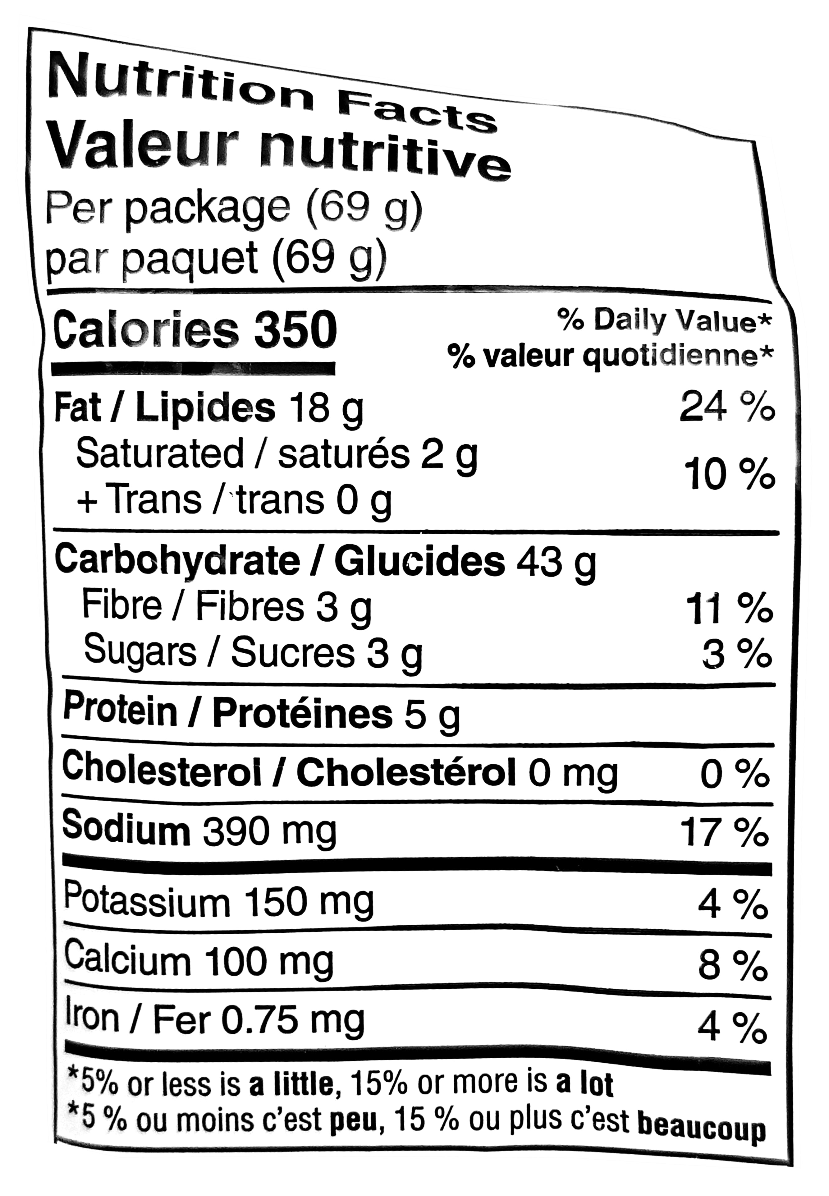 Nutrition facts label for Doritos Collisions Pizza & Cool Ranch Flavored Tortilla Chips, Netflix Stranger Things - 69g with detailed nutritional information.