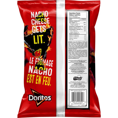 Doritos Flamin' Hot Nacho Tortilla Chips, 210g/7.4 oz. Bag Back Side