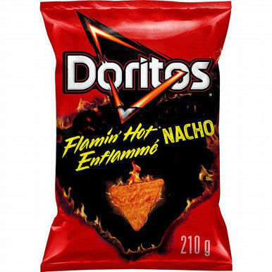 Doritos Flamin' Hot Nacho Tortilla Chips, 210g/7.4 oz. Bag Front Side