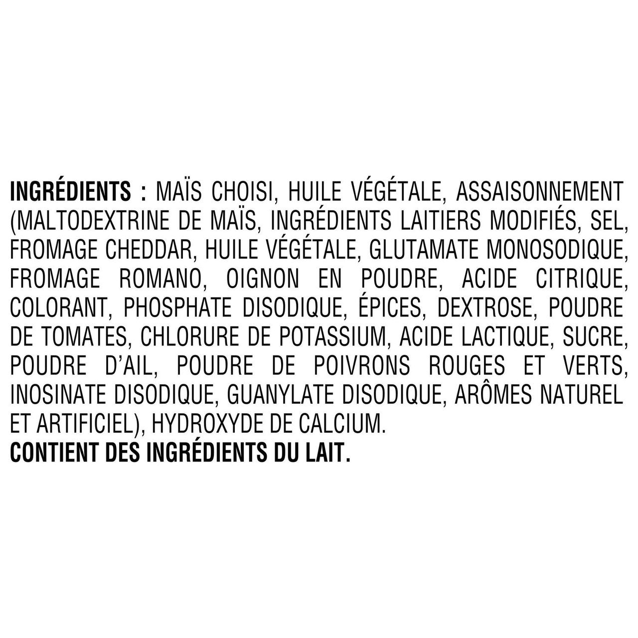 Doritos Flamin' Hot Nacho Tortilla Chips, 210g/7.4 oz. Ingredients in French