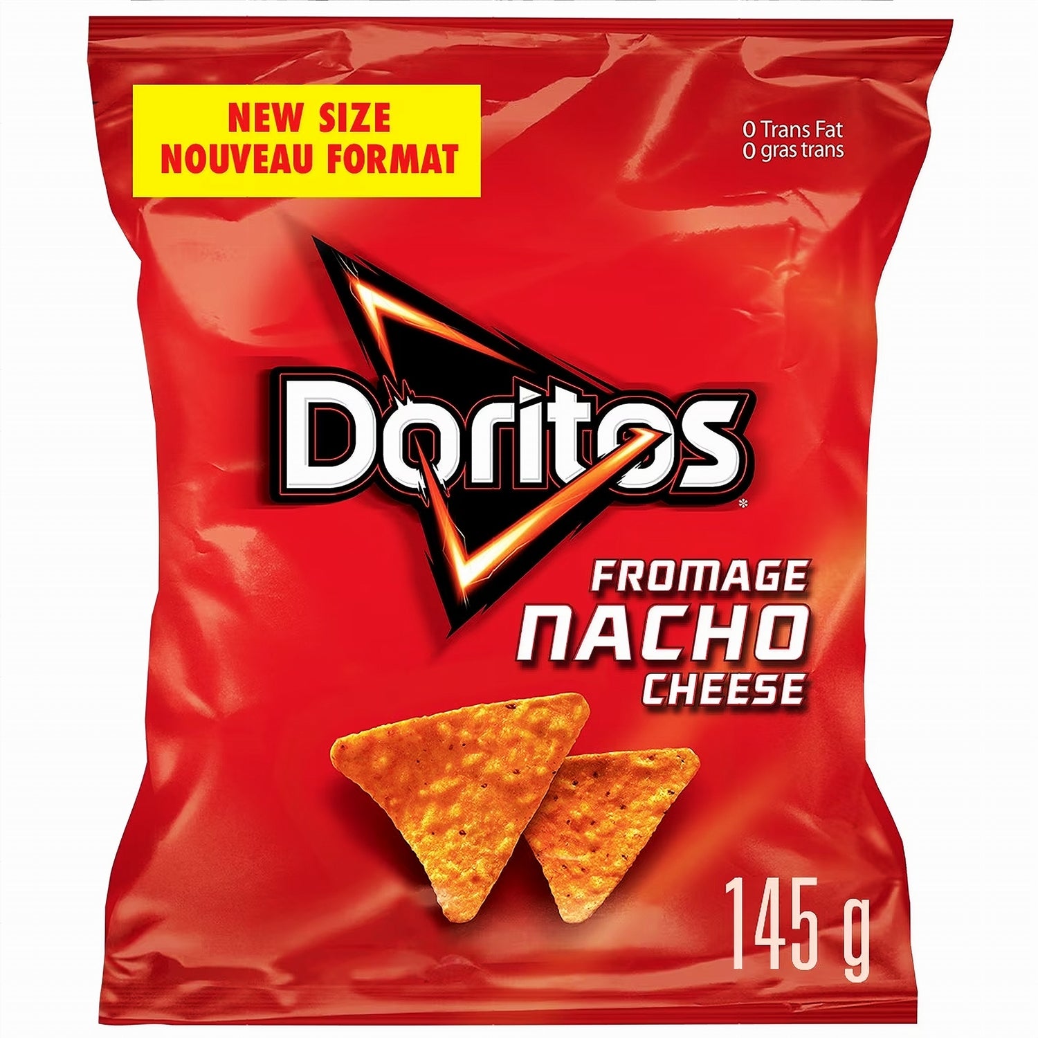 Doritos Nacho Cheese Tortilla Chips 145g bag front view