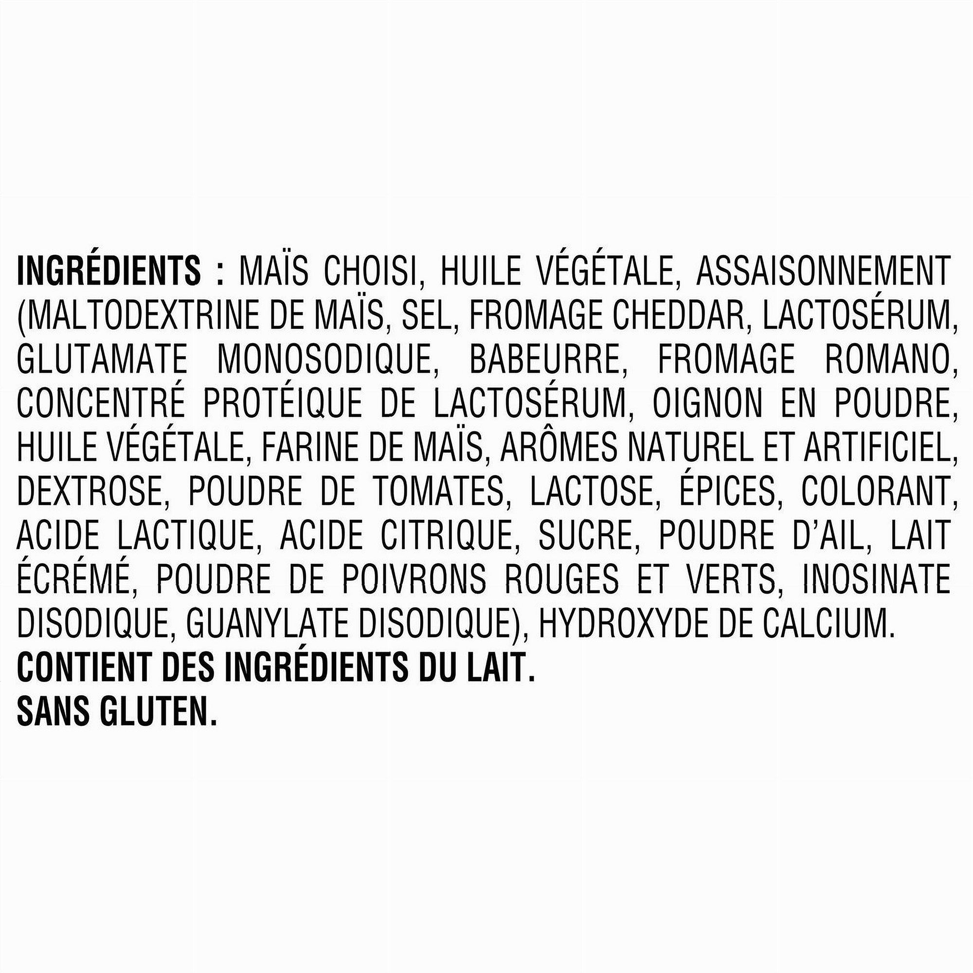Doritos Nacho Cheese 235g ingredients label French
