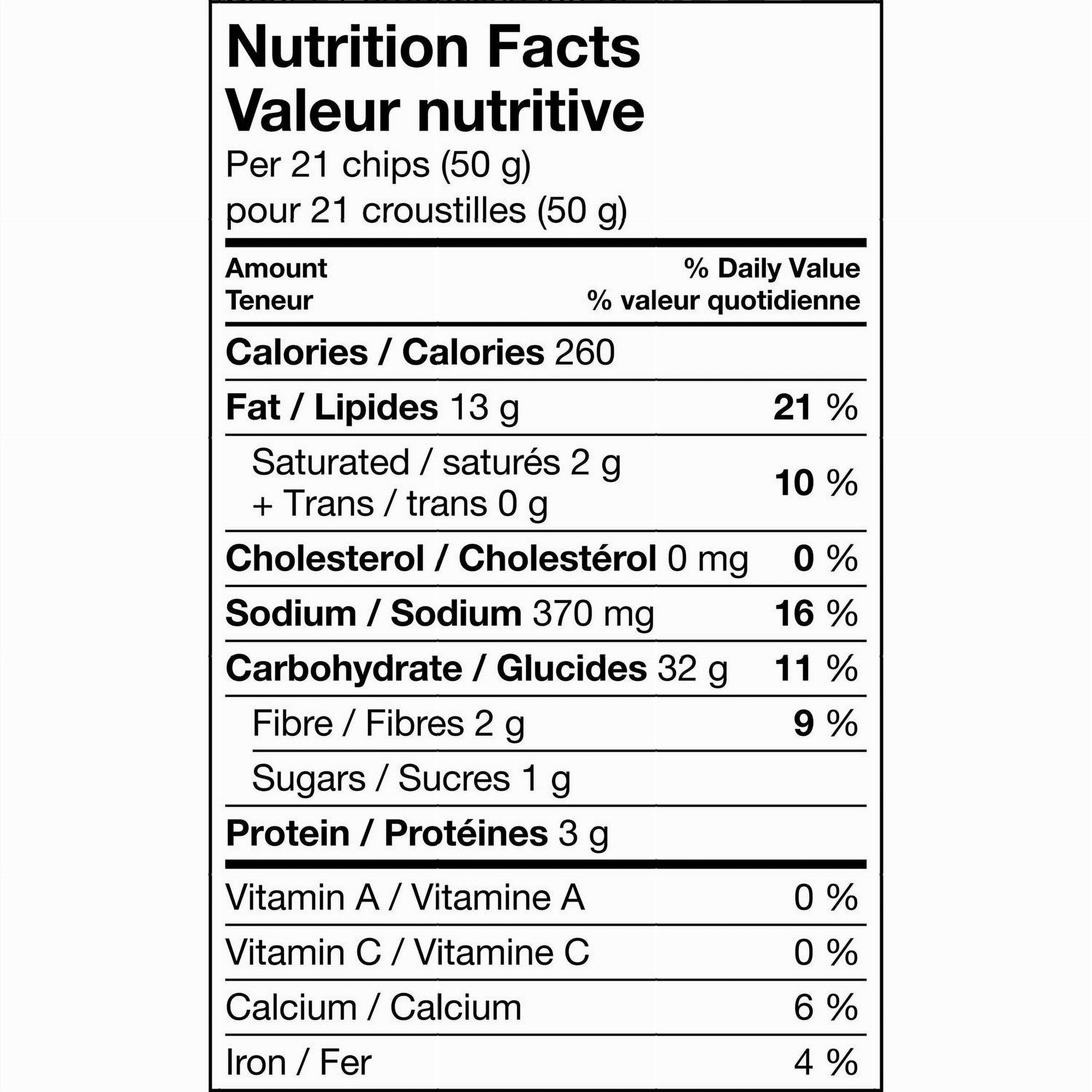 Doritos Nacho Cheese 235g nutrition facts panel