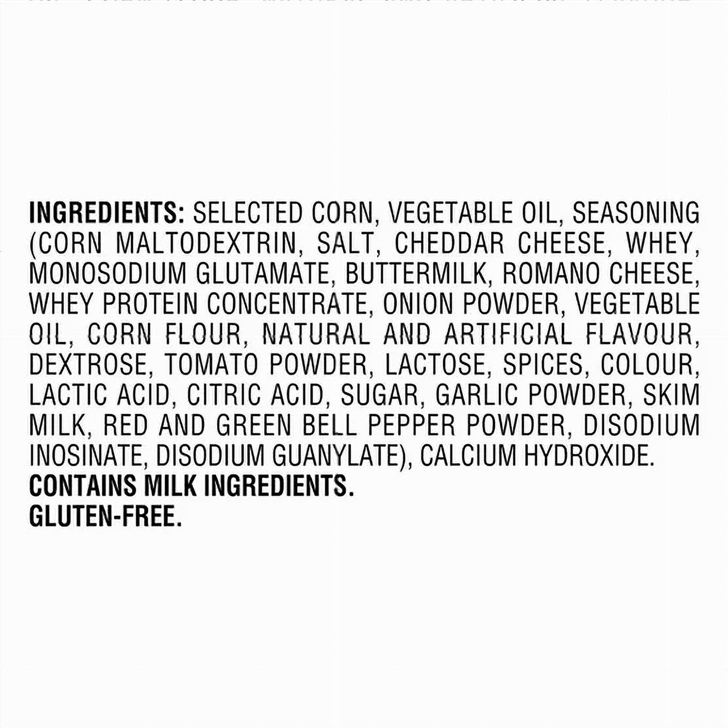 Doritos Nacho Cheese 32x70g case ingredients label